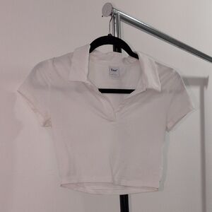 TNA Classic White Collared Crop Top